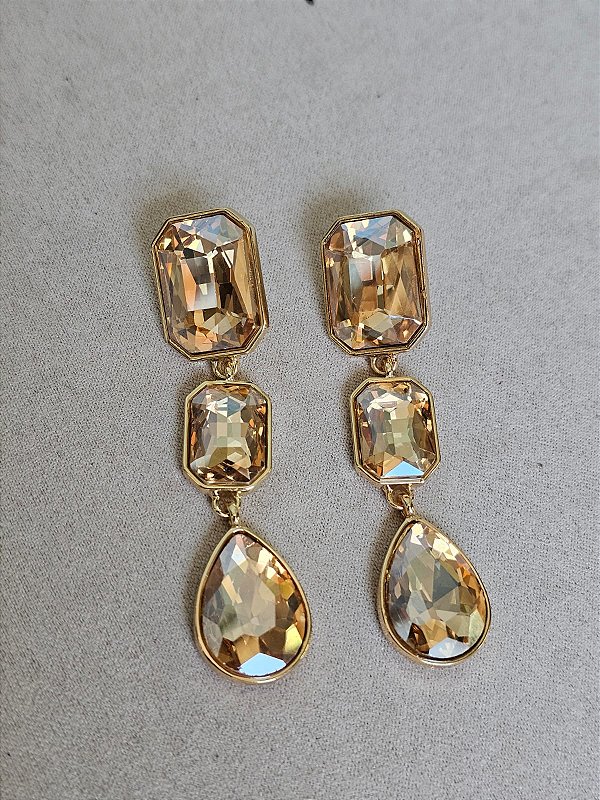 Brinco shine dourado três camadas