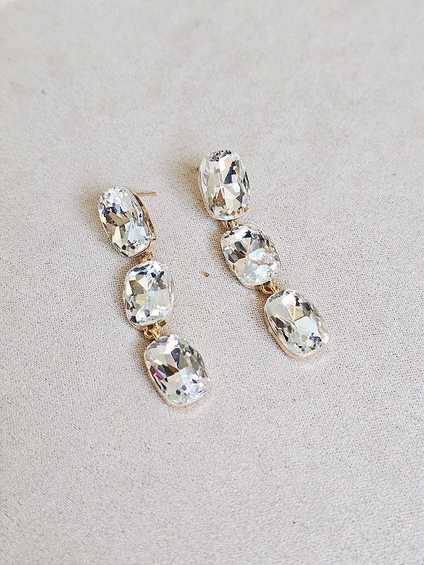 Brinco shine cristal dourado