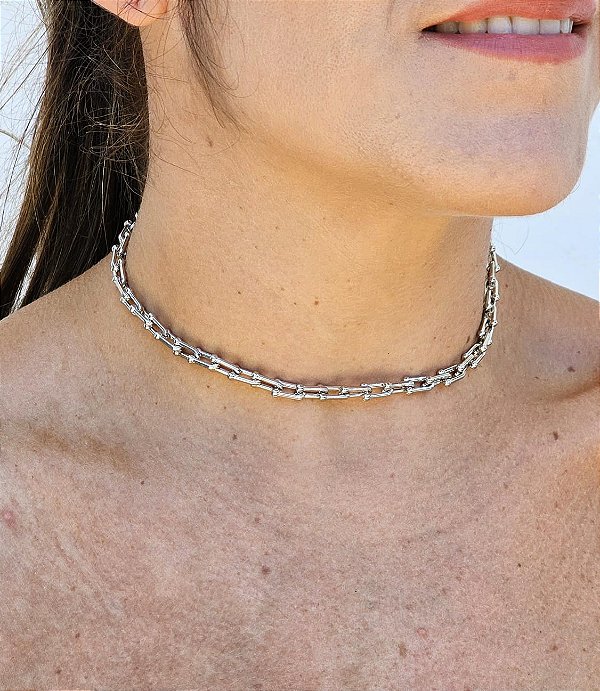 Colar curto inspired prata