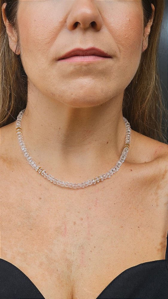 Colar cristais transparente
