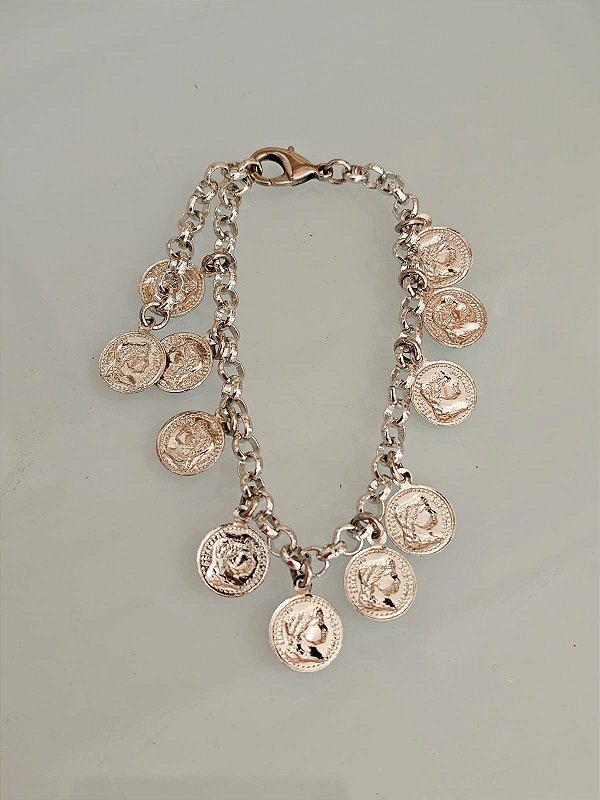 Pulseira moedas prata