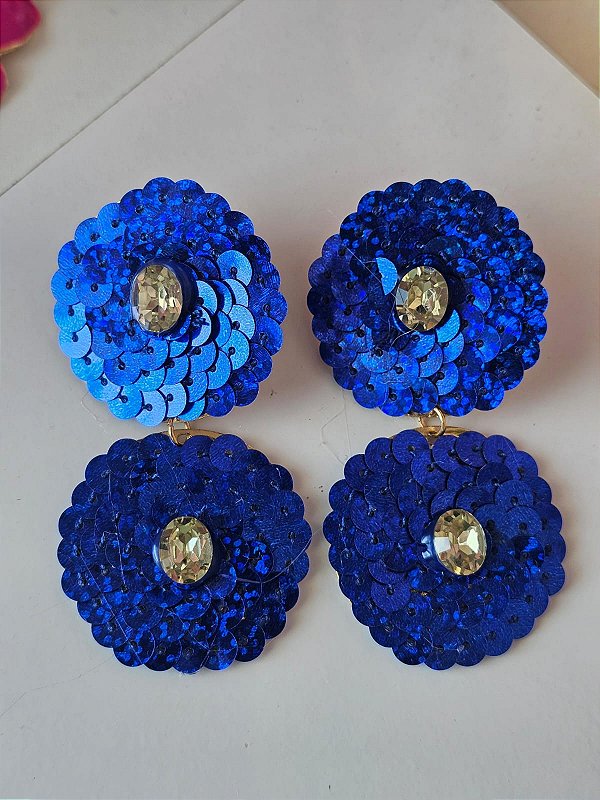 Brinco infinito de lantejoula azul bic