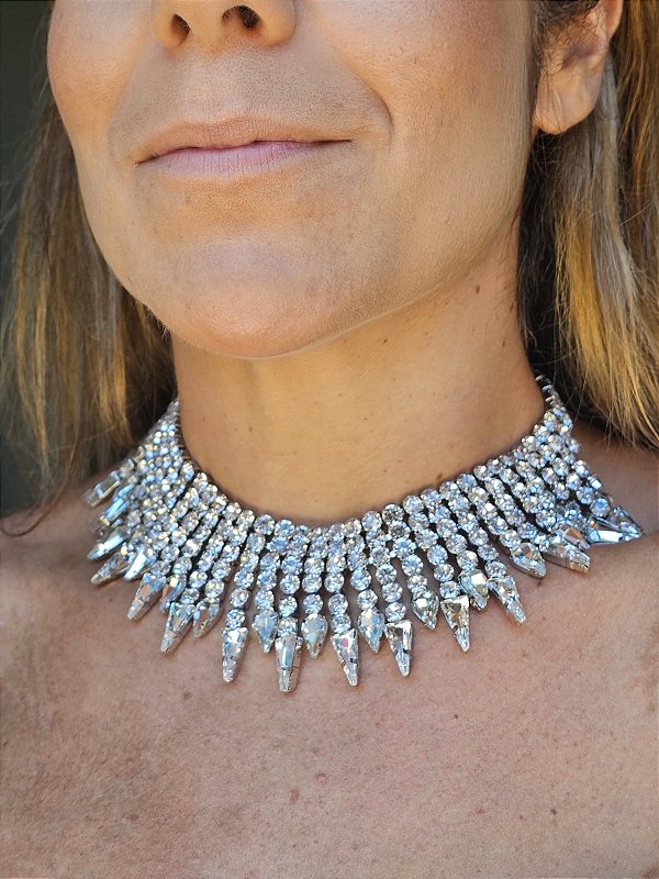 Choker engrampada prata
