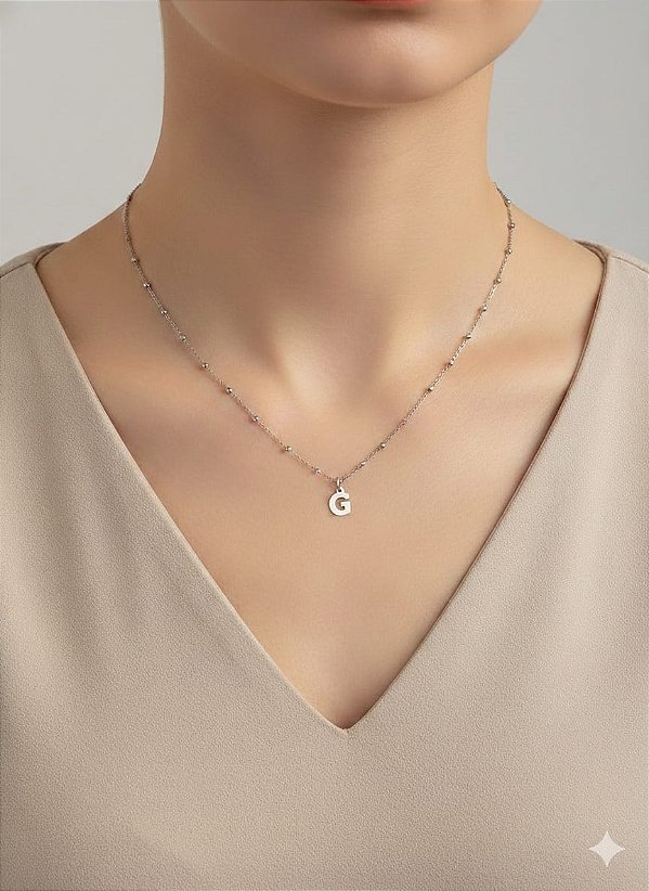 Colar inicial G corrente bolinha