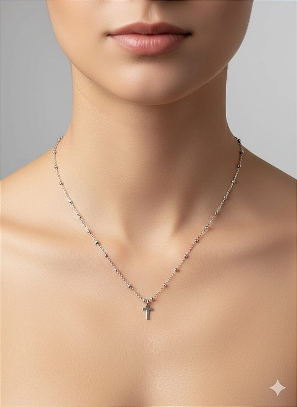 Colar inicial T corrente bolinha