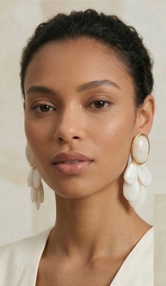 Brinco maxi pétalas de madrepérola