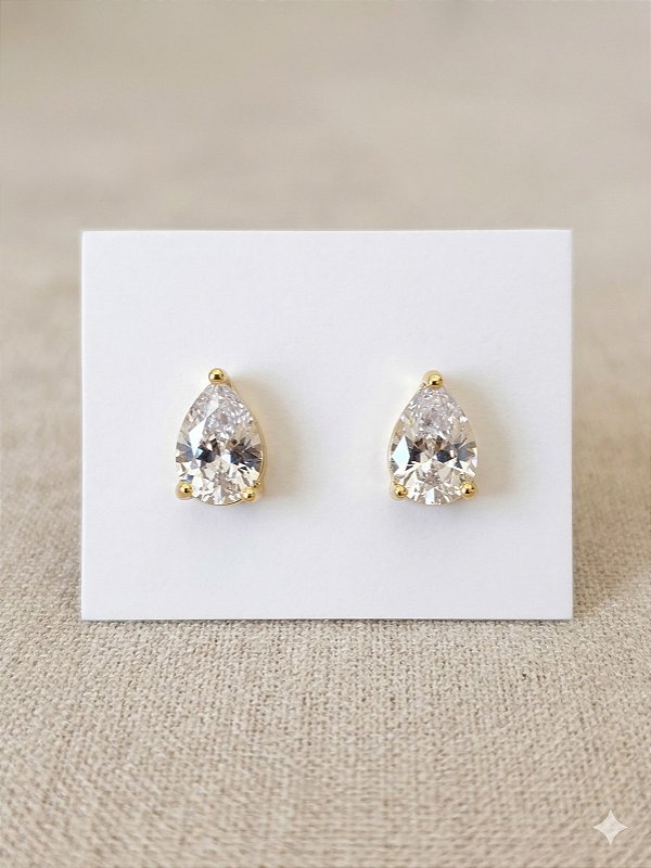 Brinco gotinha dourada transparente