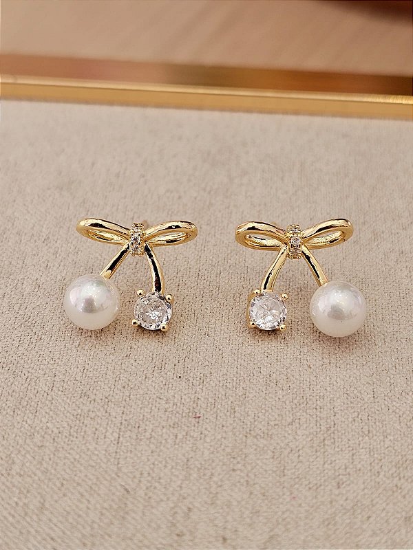 Brinco lacinho dourado