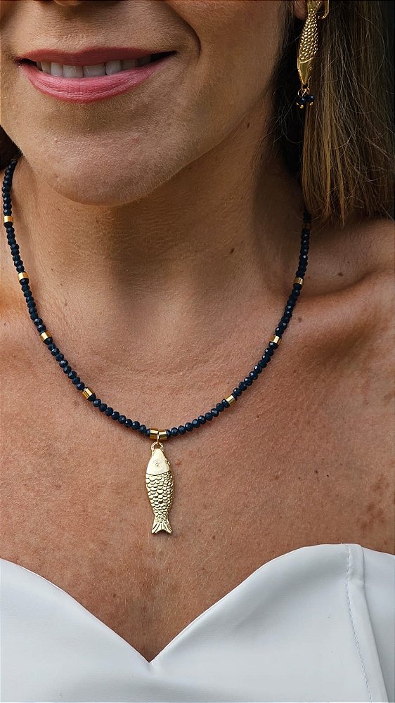 Colar cristais peixe