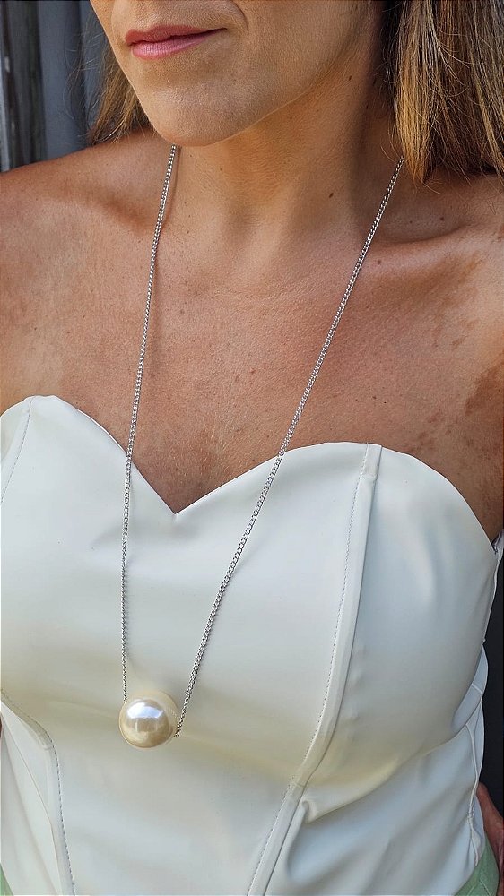 Colar Paulinha pérola prata