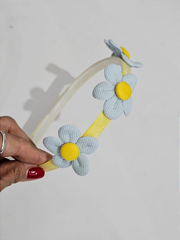 Tiara margaridas amarela