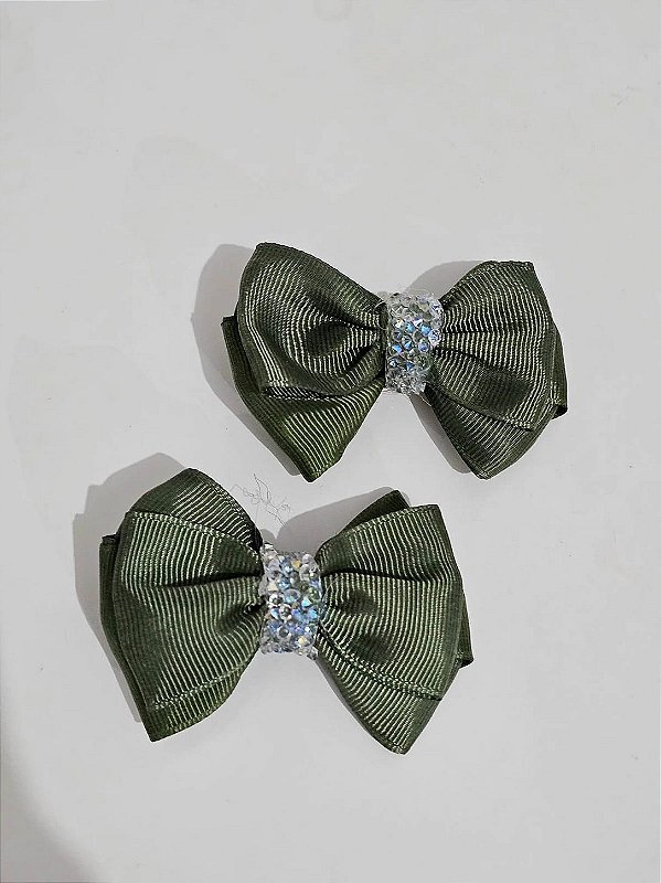 Dupla de lacinho verde musgo