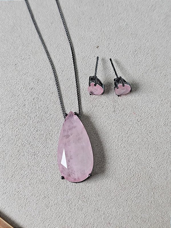 Conjunto gota ônix rosa