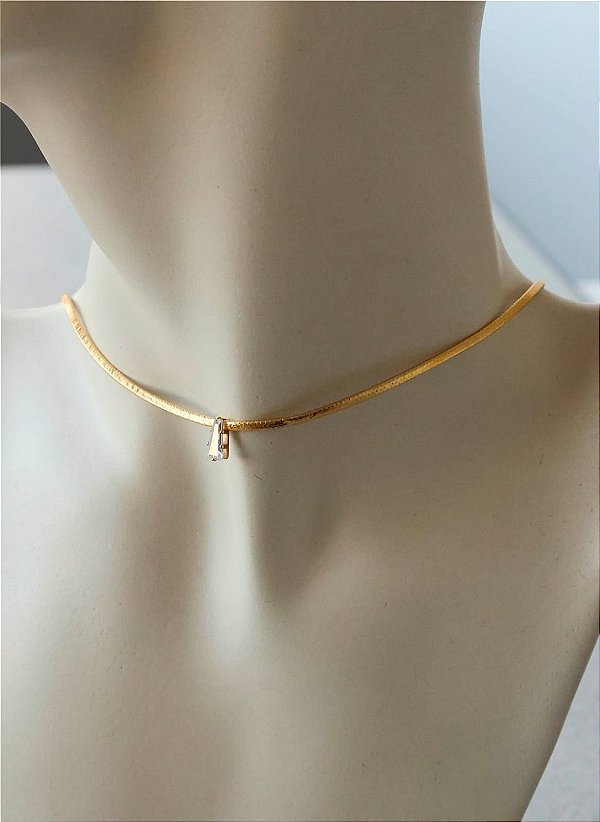 Choker dourada ponto de luz