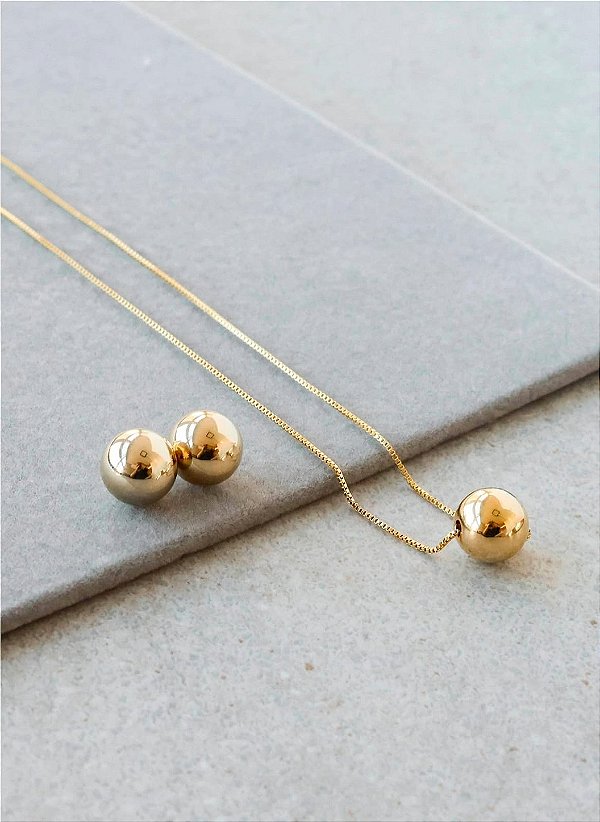 Conjunto esfera dourada 12mm