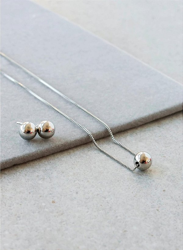 Conjunto esfera prata 2mm