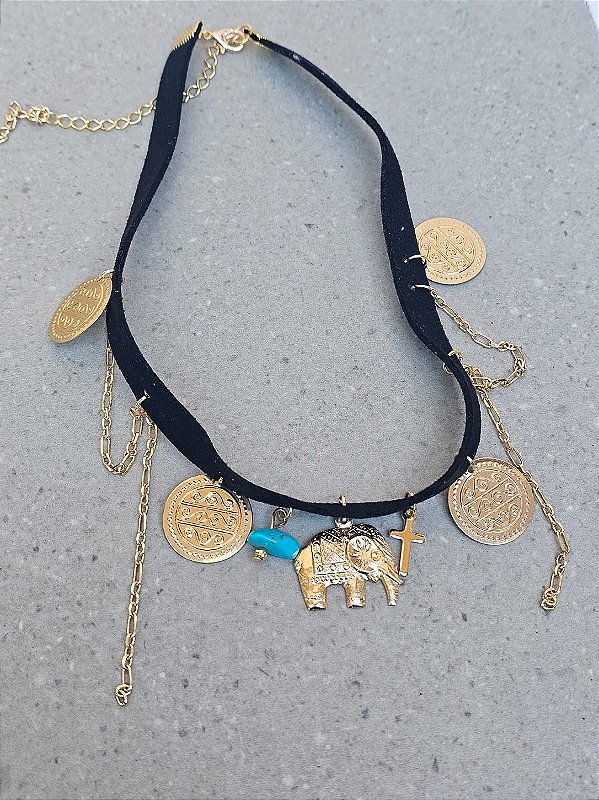 Choker boho preta