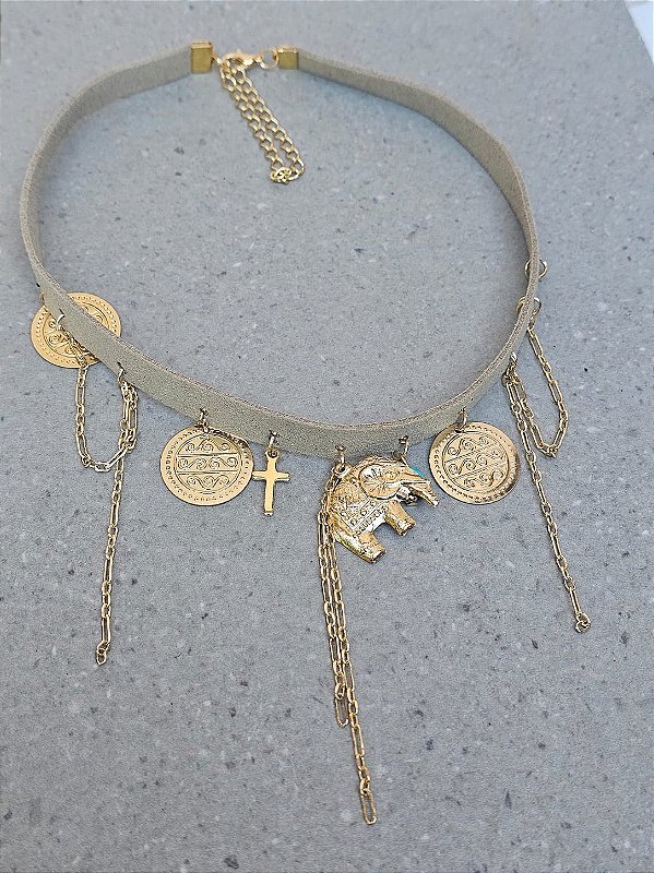 Choker boho bege