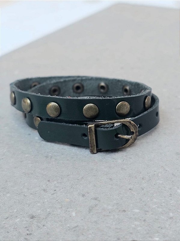 Pulseira duas voltas verde petróleo