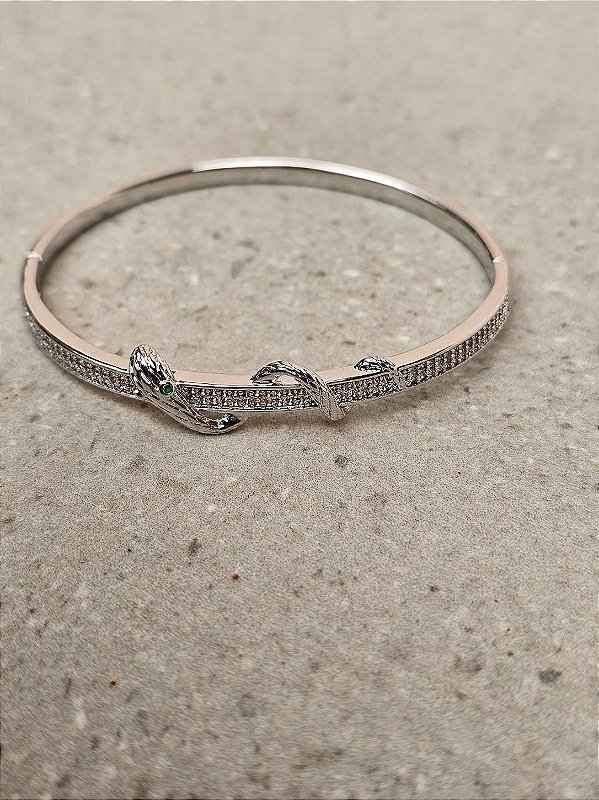 Bracelete slin serpente prata