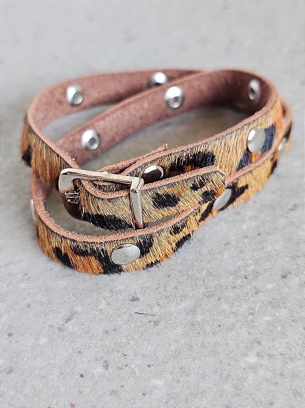 Pulseira cinto duas voltas animal print