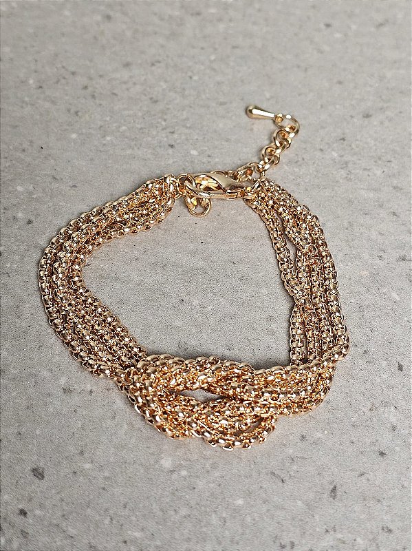 Pulseira entrelaçada fios veneziana dourada