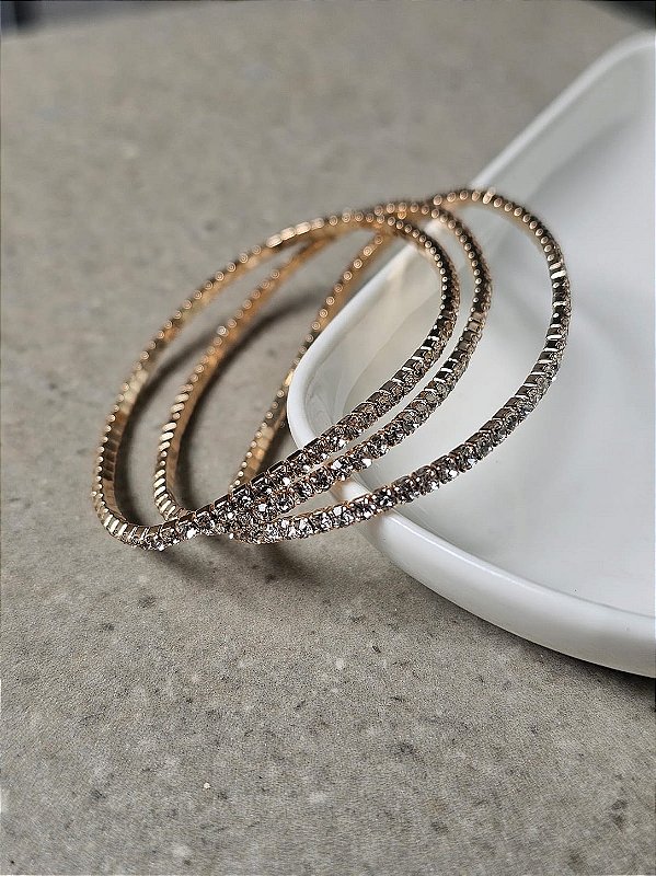 Kit 3 pulseiras strass