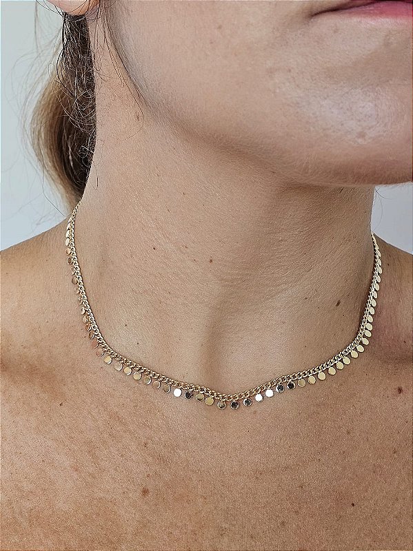 Choker bolinhas dourado