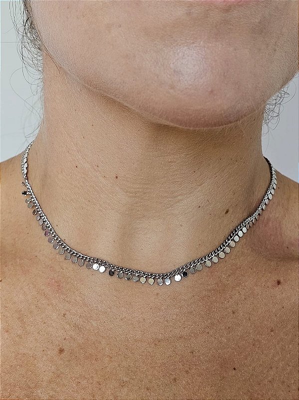 Choker bolinhas prata