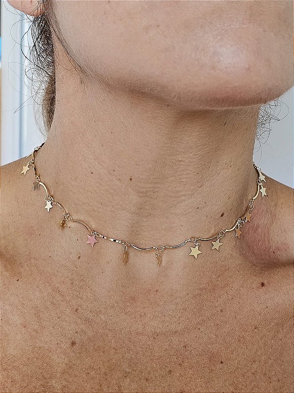 Choker estrela dourada