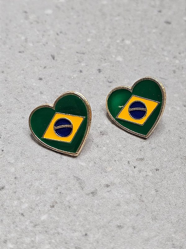 Brinco bandeira brasil coração