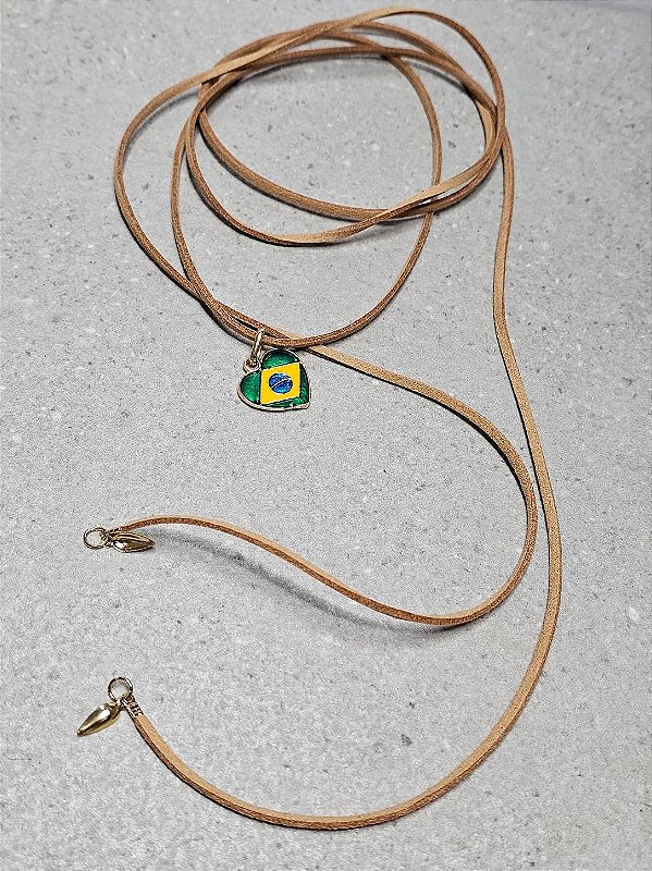 Choker amarração coração brasileiro marrom