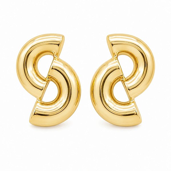 Brinco ubular Curva dourado