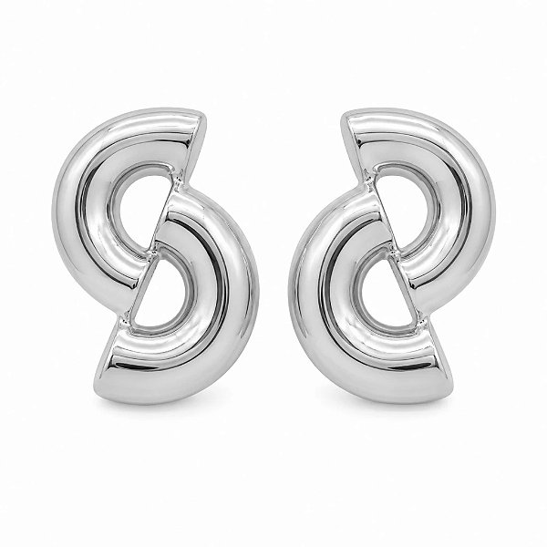 Brinco tubular Curva prata