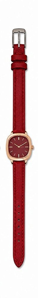 Relógio Aço com Pulseira Courinho vermelho