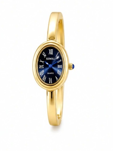 Relógio Bracelete Aço Dourado fundo preto