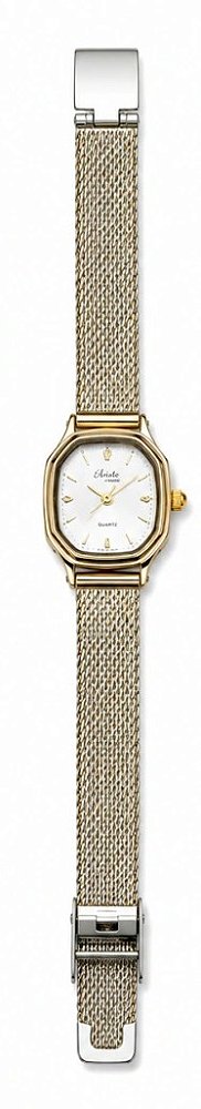 Relógio Pulseira prata e dourada Ajustável Fundo Pérola