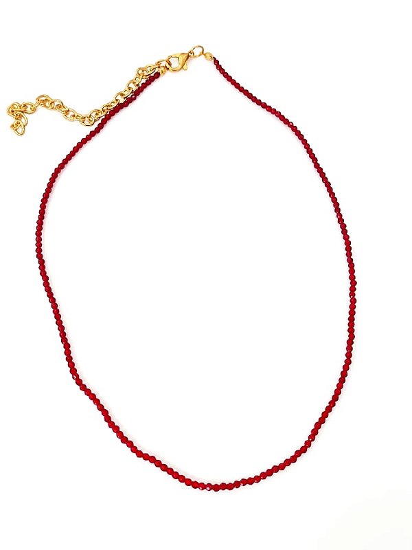 Colar Mini Cristais Vermelho