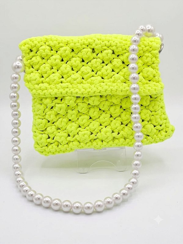 Bolsa de tricô verde neon