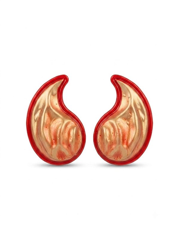 Brinco gota vermelho dourado