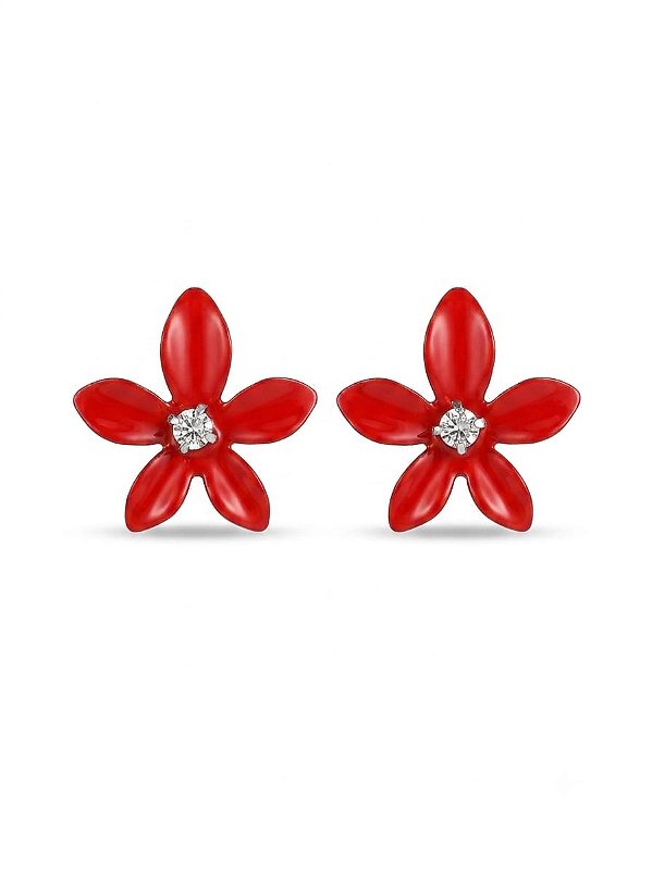 Brinco flor margarida vermelho