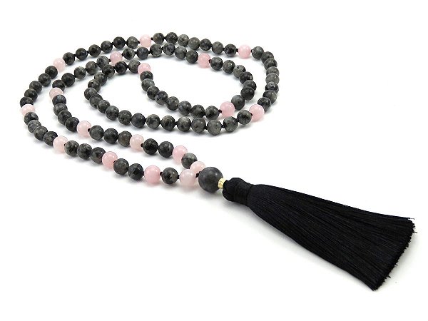 Japamala Labradorita E Quartzo Rosa com 108 contas