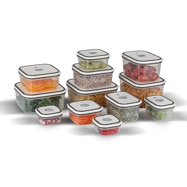 Potes Herméticos de Plástico Cinza Retangular com 12 Unidades - A23122901