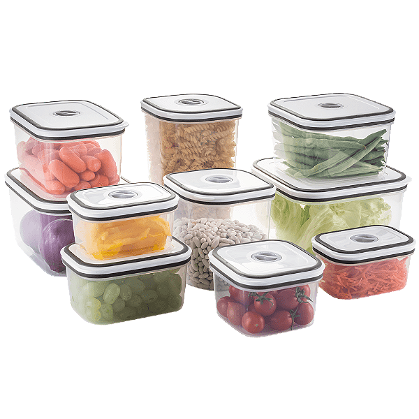 Potes Herméticos de Plástico Branco Retangular com 10 Unidades A07671401