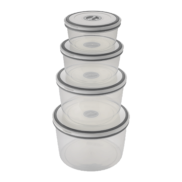 Potes Herméticos de Plástico Branco Redondo com 4 Unidades - A15405201