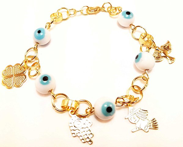 Pulseira olho grego e Hamsá