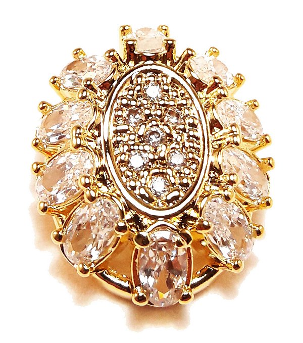 Pingente oval com zircônias