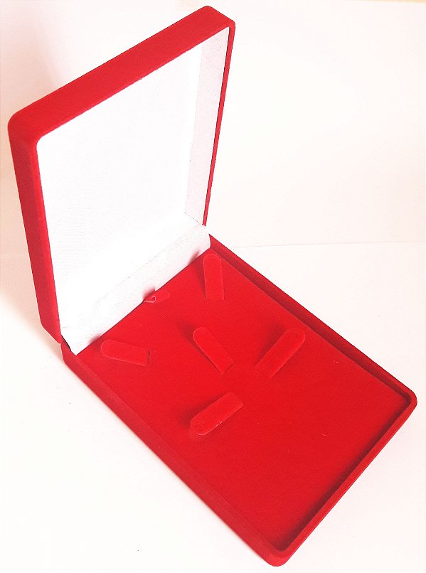 Caixa de veludo vermelha para conjunto com pino