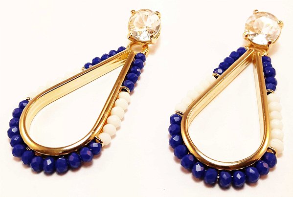 Brinco gota com cristais e swarovski colorido