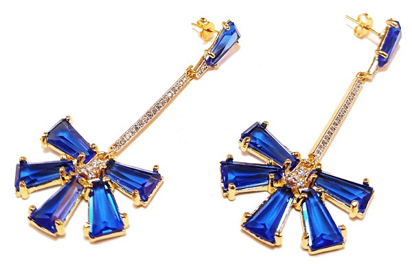 Maxi brinco flor com cristal e zircônia